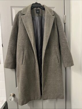 Forever 21 Gray Wool-Blend Long Coat size S